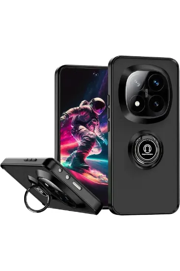 Newface Xiaomi Redmi Note 14 Pro 4G Kılıf Montreal Yüzüklü Silikon Kapak - Siyah resmi