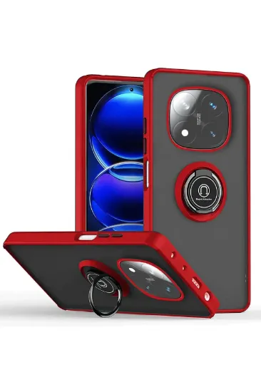Newface Xiaomi Redmi Note 14 Pro Plus Kılıf Montreal Yüzüklü Silikon Kapak - Kırmızı resmi