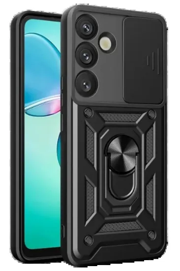 Newface Samsung Galaxy S25 Plus Kılıf Pars Lens Yüzüklü Silikon - Siyah resmi