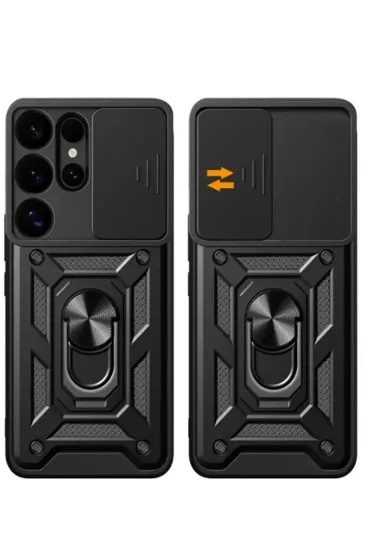 Newface Samsung Galaxy S25 Ultra Kılıf Pars Lens Yüzüklü Silikon - Siyah resmi