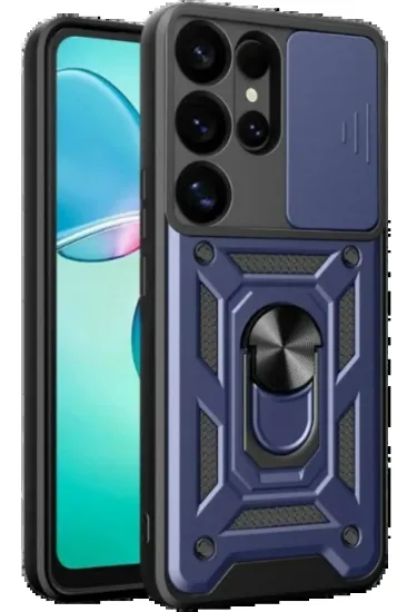 Newface Samsung Galaxy S25 Ultra Kılıf Pars Lens Yüzüklü Silikon - Lacivert resmi