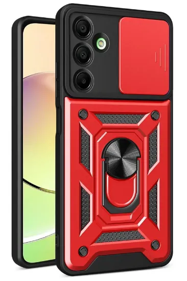 Newface Samsung Galaxy A26 Kılıf Pars Lens Yüzüklü Silikon - Kırmızı resmi