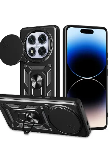 Newface Xiaomi Redmi Note 14 Pro Plus Kılıf Pars Lens Yüzüklü Silikon - Siyah resmi
