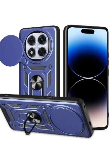 Newface Xiaomi Redmi Note 14 Pro Plus Kılıf Pars Lens Yüzüklü Silikon - Lacivert resmi