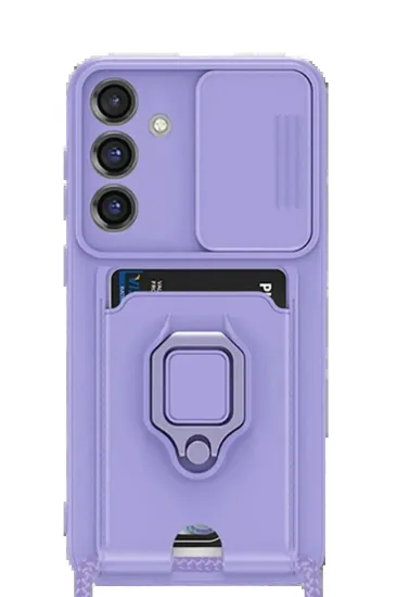 Newface Samsung Galaxy S25 Plus Kılıf Zuma Kartvizitli Yüzüklü Silikon - Lila resmi
