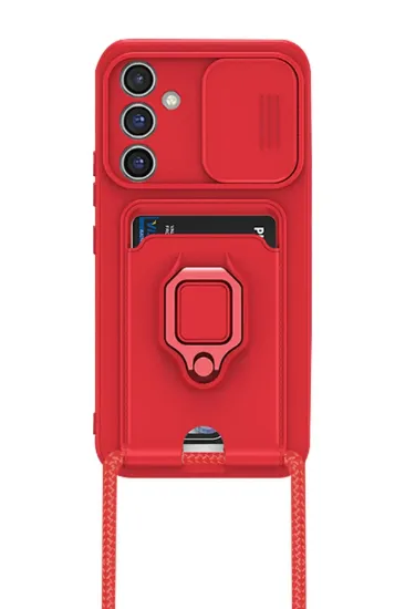 Newface Samsung Galaxy A36 Kılıf Zuma Kartvizitli Yüzüklü Silikon - Kırmızı resmi