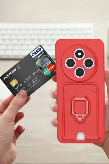 Newface Xiaomi Redmi 14C Kılıf Zuma Kartvizitli Yüzüklü Silikon - Siyah resmi