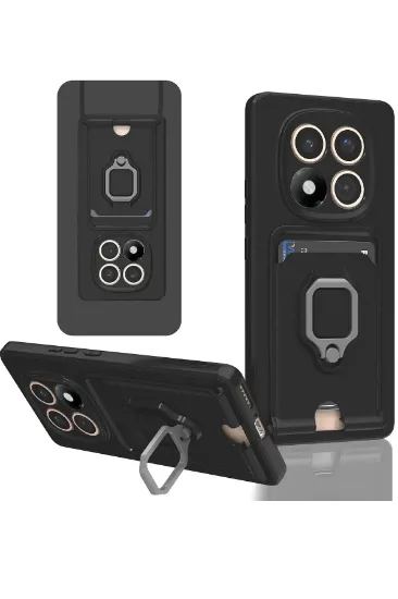 Newface Xiaomi Redmi Note 14 Pro 4G Kılıf Zuma Kartvizitli Yüzüklü Silikon - Siyah resmi