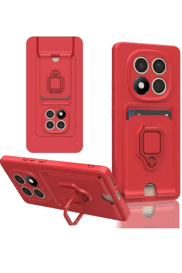Newface Xiaomi Redmi Note 14 Pro 4G Kılıf Zuma Kartvizitli Yüzüklü Silikon - Kırmızı resmi