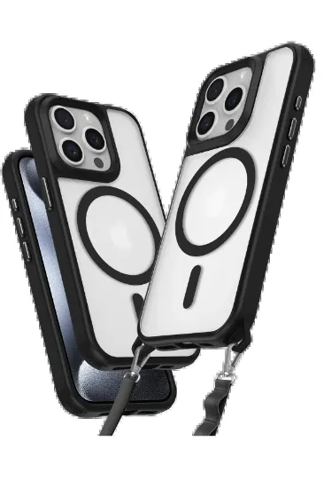 Newface iPhone 15 Pro Max Kılıf Enka Magsafe Silikon Kılıf - Siyah resmi