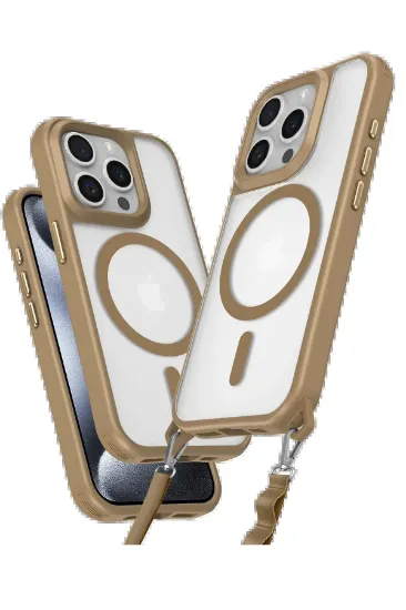 Newface iPhone 15 Pro Max Kılıf Enka Magsafe Silikon Kılıf - Desert resmi
