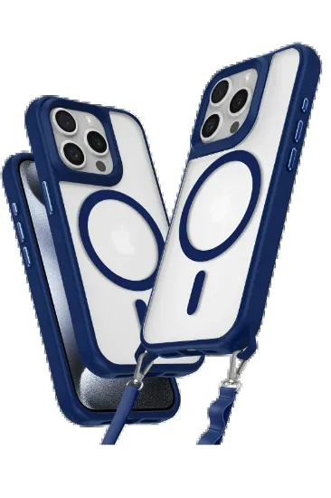 Newface iPhone 15 Pro Max Kılıf Enka Magsafe Silikon Kılıf - Lacivert resmi