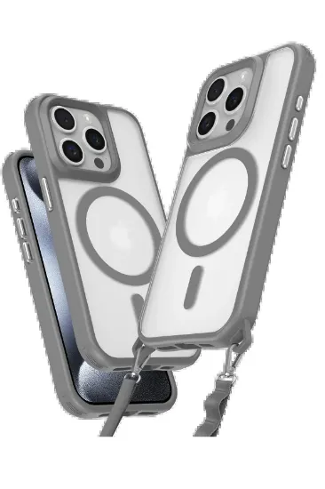 Newface iPhone 15 Pro Max Kılıf Enka Magsafe Silikon Kılıf - Titan Gri resmi