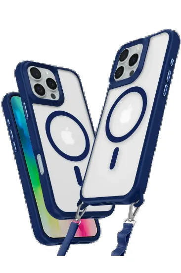 Newface iPhone 16 Pro Max Kılıf Enka Magsafe Silikon Kılıf - Lacivert resmi