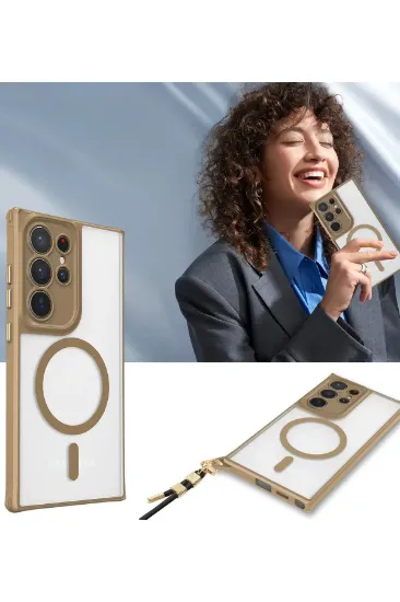 Newface Samsung Galaxy S23 Ultra Kılıf Enka Magsafe Silikon Kılıf - Lacivert resmi