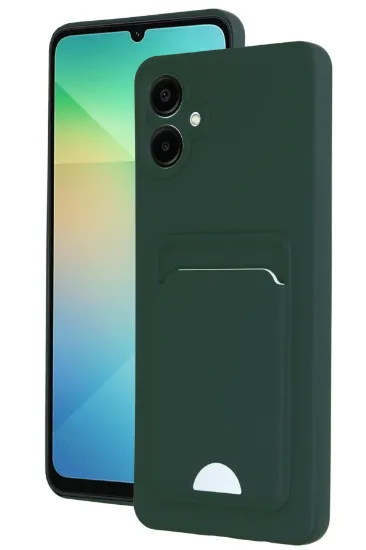 Newface Samsung Galaxy A06 Kılıf Kelvin Kartvizitli Silikon - Koyu Yeşil resmi