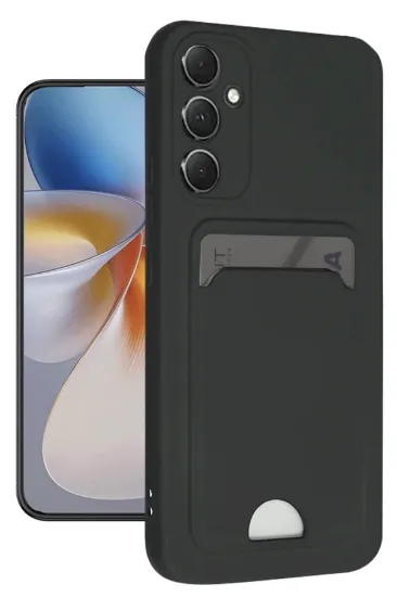 Newface Samsung Galaxy A16 5G Kılıf Kelvin Kartvizitli Silikon - Siyah resmi