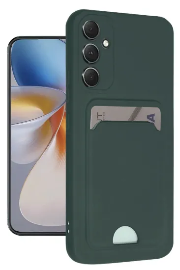 Newface Samsung Galaxy A16 5G Kılıf Kelvin Kartvizitli Silikon - Koyu Yeşil resmi
