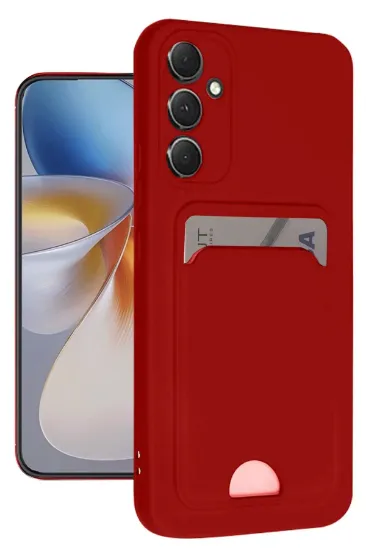 Newface Samsung Galaxy A16 5G Kılıf Kelvin Kartvizitli Silikon - Kırmızı resmi