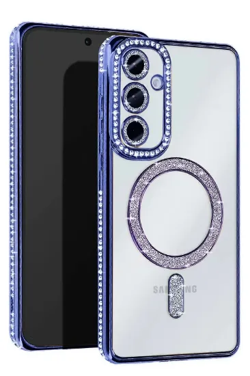 Newface Samsung Galaxy S25 Kılıf Joke Simli Magneticsafe Kılıf - Mavi resmi