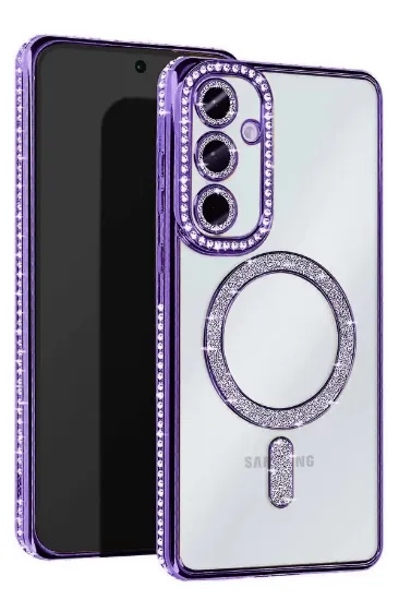 Newface Samsung Galaxy S25 Plus Kılıf Joke Simli Magneticsafe Kılıf - Derin Mor resmi