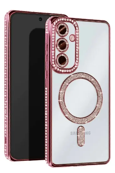 Newface Samsung Galaxy S25 Plus Kılıf Joke Simli Magneticsafe Kılıf - Pembe resmi