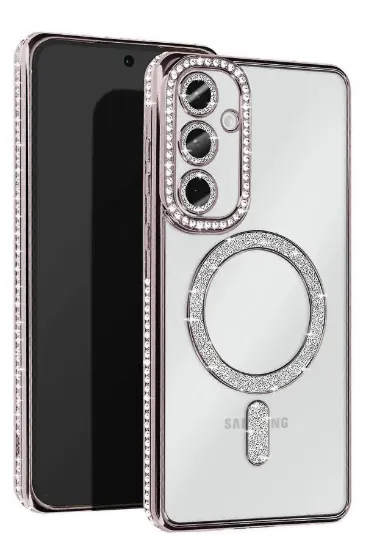Newface Samsung Galaxy S25 Plus Kılıf Joke Simli Magneticsafe Kılıf - Gümüş resmi