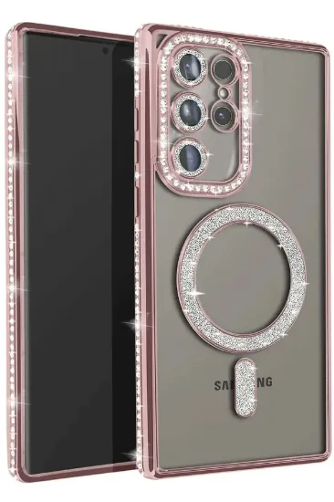 Newface Samsung Galaxy S25 Ultra Kılıf Joke Simli Magneticsafe Kılıf - Pembe resmi