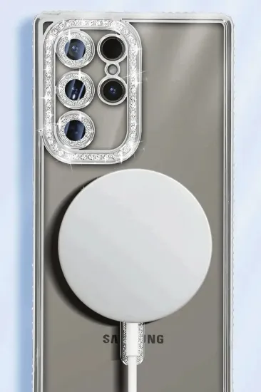 Newface Samsung Galaxy S25 Ultra Kılıf Joke Simli Magneticsafe Kılıf - Gümüş resmi