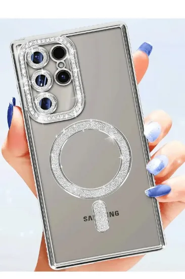 Newface Samsung Galaxy S25 Ultra Kılıf Joke Simli Magneticsafe Kılıf - Gri resmi