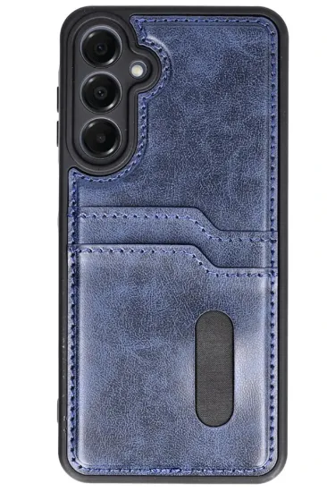 Newface Samsung Galaxy A36 Kılıf Sara Kartvizitli Deri Kılıf - Lacivert resmi