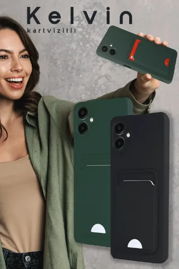 Newface Samsung Galaxy A06 Kılıf Kelvin Kartvizitli Silikon - Mavi resmi