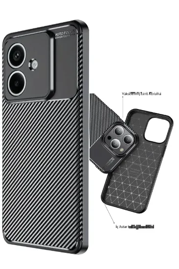 Newface Oppo A3 Kılıf Auto Focus Karbon Kapak - Siyah resmi