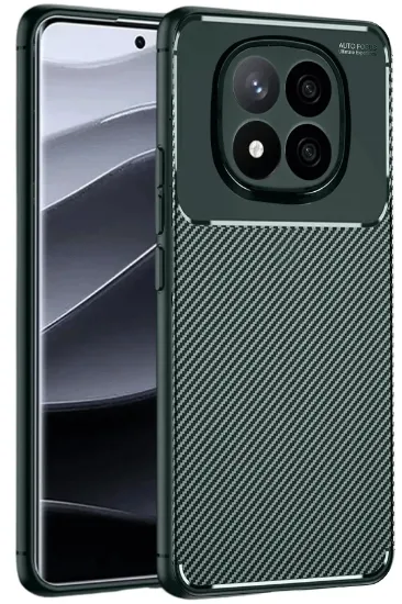 Newface Xiaomi Redmi Note 14 Pro 5G Kılıf Auto Focus Karbon Kapak - Koyu Yeşil resmi
