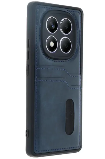 Newface Xiaomi Redmi Note 14 Pro 5G Kılıf Sara Kartvizitli Deri Kılıf - Lacivert resmi