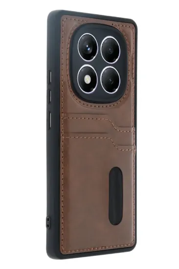 Newface Xiaomi Redmi Note 14 Pro 5G Kılıf Sara Kartvizitli Deri Kılıf - Taba resmi