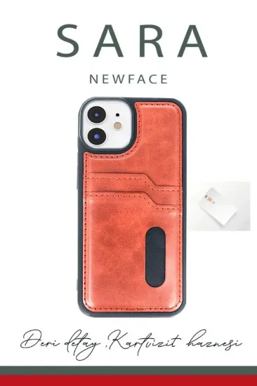 Newface iPhone 11 Kılıf Sara Kartvizitli Deri Kılıf - Siyah resmi