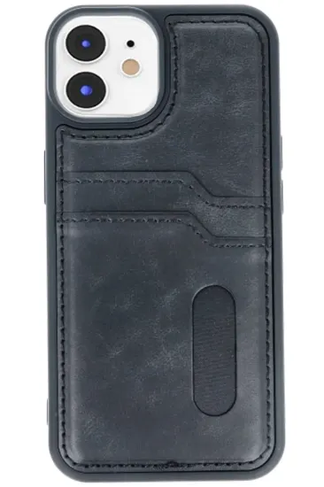 Newface iPhone 11 Kılıf Sara Kartvizitli Deri Kılıf - Siyah resmi
