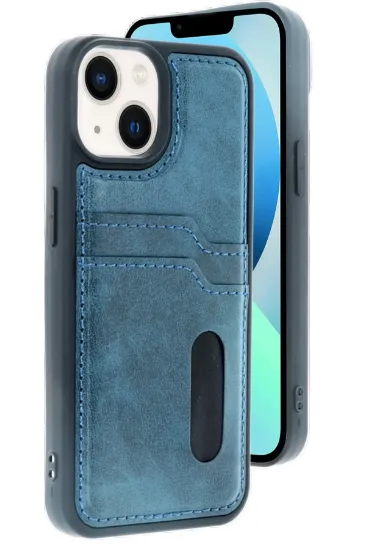 Newface iPhone 14 Kılıf Sara Kartvizitli Deri Kılıf - Lacivert resmi