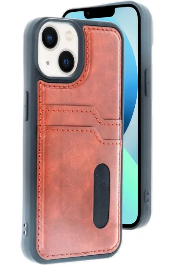 Newface iPhone 14 Kılıf Sara Kartvizitli Deri Kılıf - Taba resmi