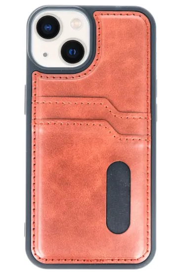 Newface iPhone 14 Kılıf Sara Kartvizitli Deri Kılıf - Taba resmi