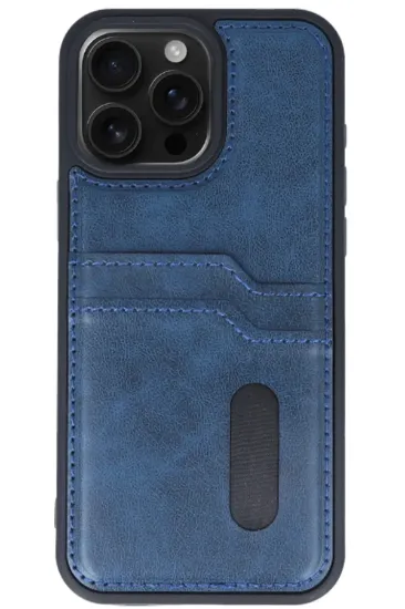 Newface iPhone 14 Pro Max Kılıf Sara Kartvizitli Deri Kılıf - Lacivert resmi