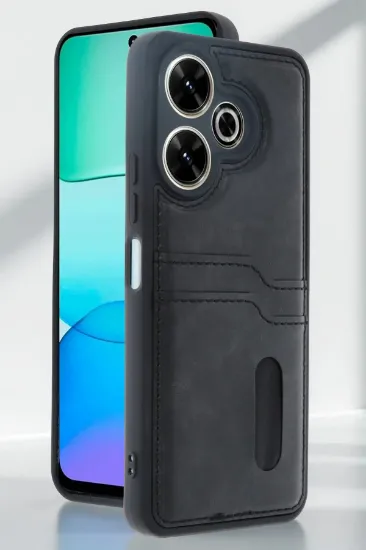 Newface Xiaomi Redmi 13 4G Kılıf Sara Kartvizitli Deri Kılıf - Lacivert resmi