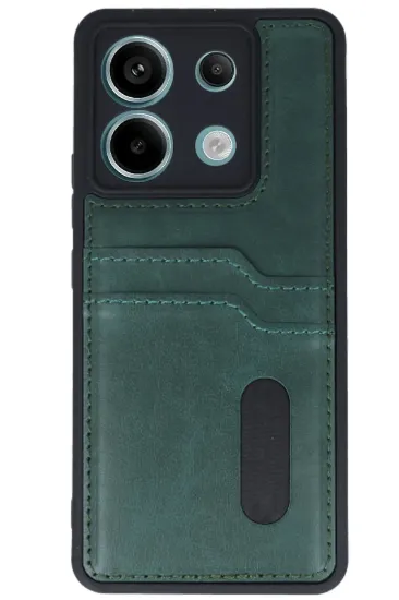Newface Xiaomi Redmi Note 13 Pro 4G Kılıf Sara Kartvizitli Deri Kılıf - Koyu Yeşil resmi