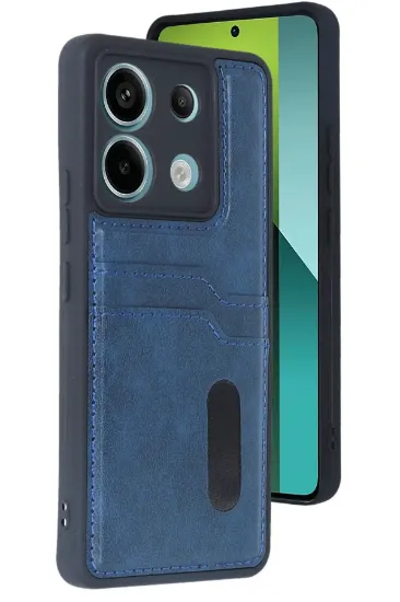 Newface Xiaomi Redmi Note 13 Pro 5G Kılıf Sara Kartvizitli Deri Kılıf - Lacivert resmi
