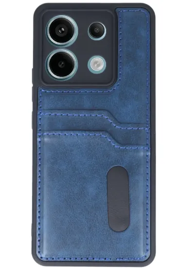 Newface Xiaomi Redmi Note 13 Pro 5G Kılıf Sara Kartvizitli Deri Kılıf - Lacivert resmi