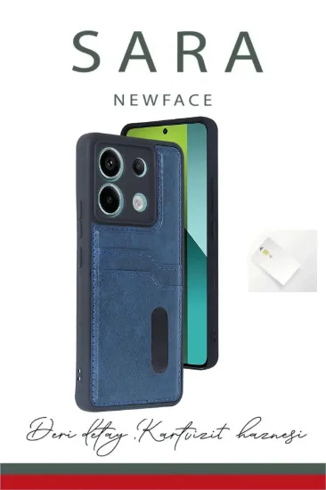 Newface Xiaomi Redmi Note 13 Pro 5G Kılıf Sara Kartvizitli Deri Kılıf - Lacivert resmi