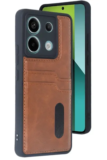 Newface Xiaomi Redmi Note 13 Pro 5G Kılıf Sara Kartvizitli Deri Kılıf - Taba resmi