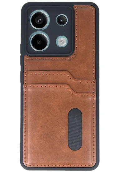 Newface Xiaomi Redmi Note 13 Pro 5G Kılıf Sara Kartvizitli Deri Kılıf - Taba resmi