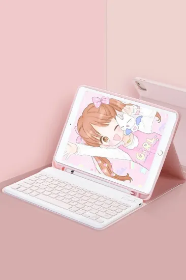 Newface iPad Pro 11 (2022) Kılıf KC01 Smart Klavyeli Tablet Kılıfı - Pembe resmi